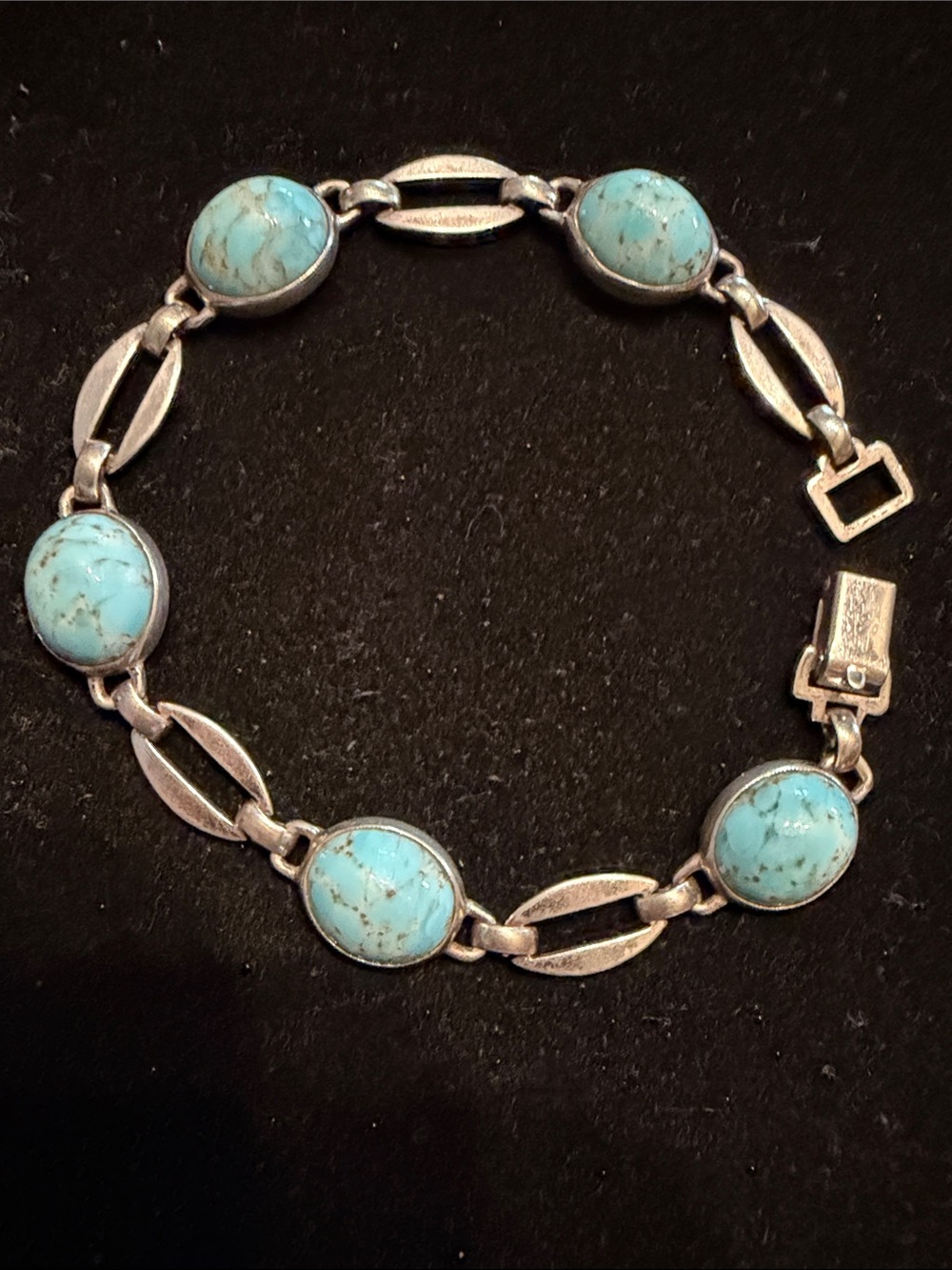 VTG W.E. Richards Co. - Sterling Silver Turquoise Like Stone Bracelet -